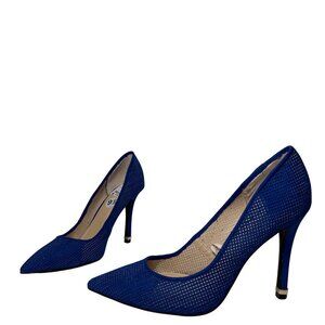 Guess Traces Pointed Toe Stiletto Heels Sz 9.5 Royal Blue High Heel Dressy Pumps